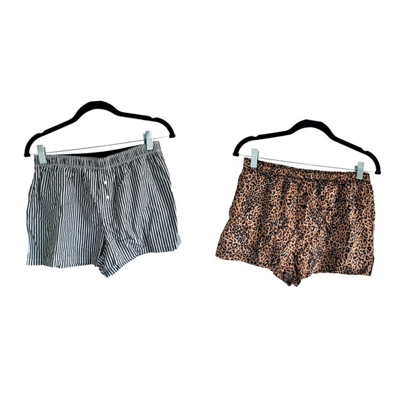 NWT Victorias Secret 2-piece Boxer Short Set Women’s XS Leopard Print/Stripes - Picture 1 of 15